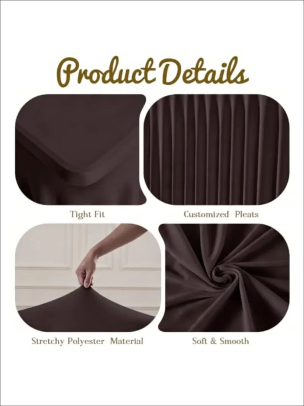 Spandex Table Covers for 6 Foot Rectangle Tables Wrinkle Free Stretch Tablecloth